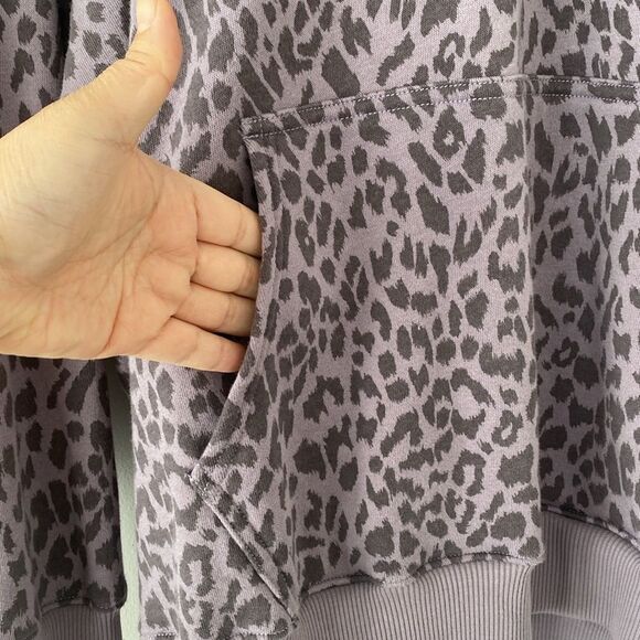 American Eagle Ahh-Mazingly Soft Purple Leopard Print Hoodie Sweater Jegging Fit - Picture 6 of 9